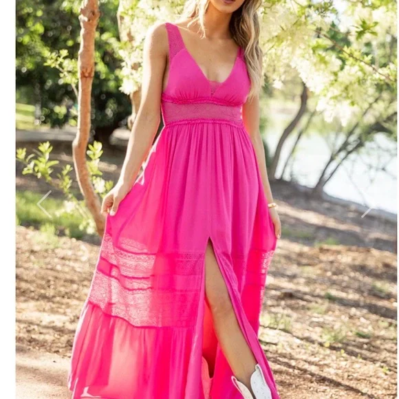 NWOT Pink Maxi Dress - Picture 1 of 11